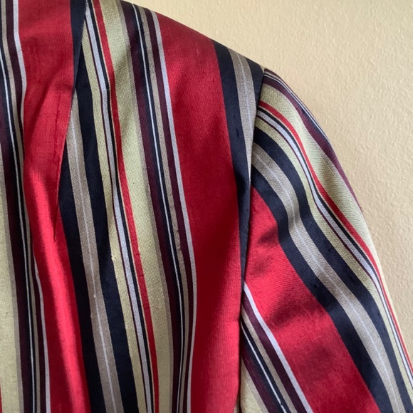 Anne Klein II Silk Striped Red Blazer SZ 10 - Picture 6 of 16